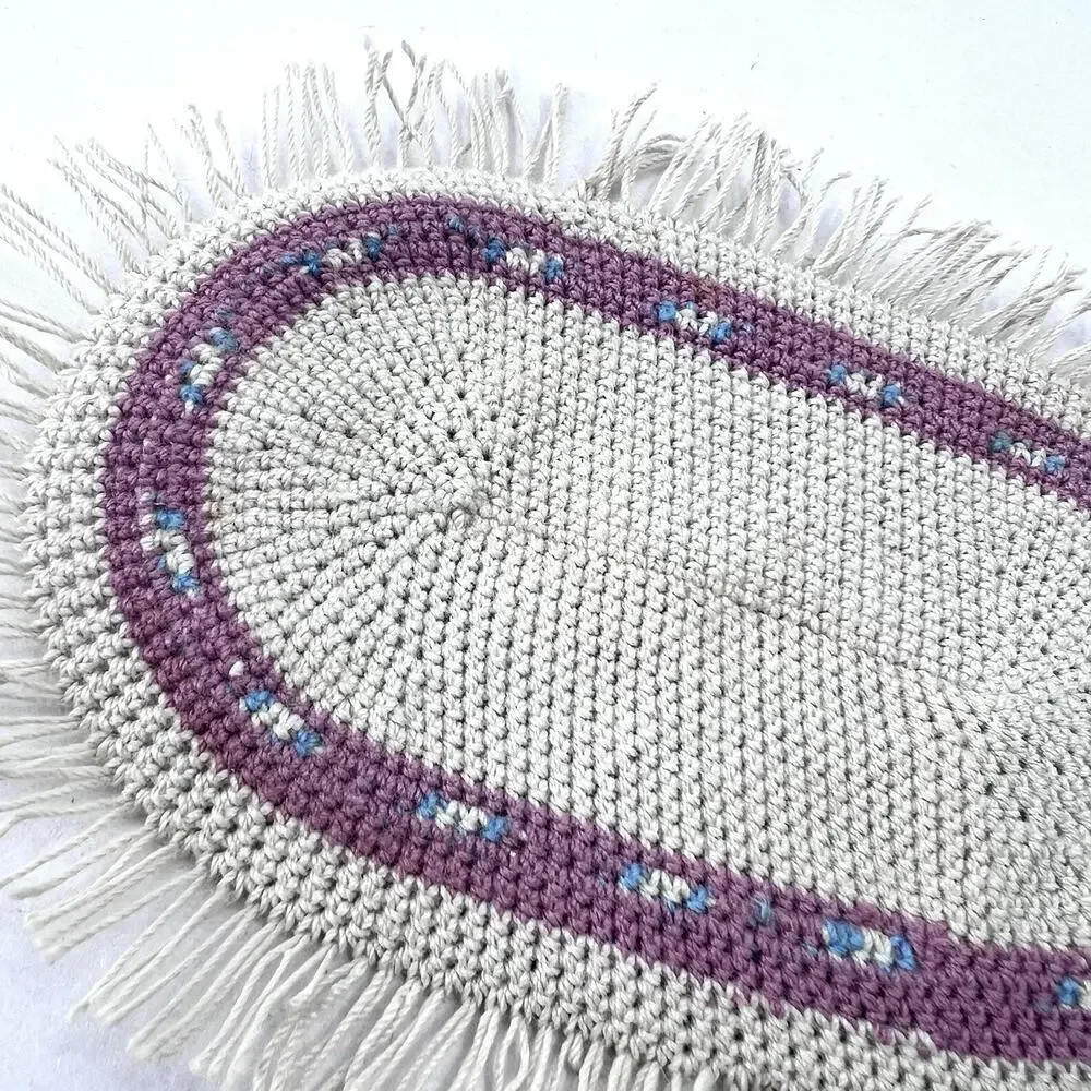 Vintage Dollhouse Miniature Cottage Country Woven Fringed Area Rug 6